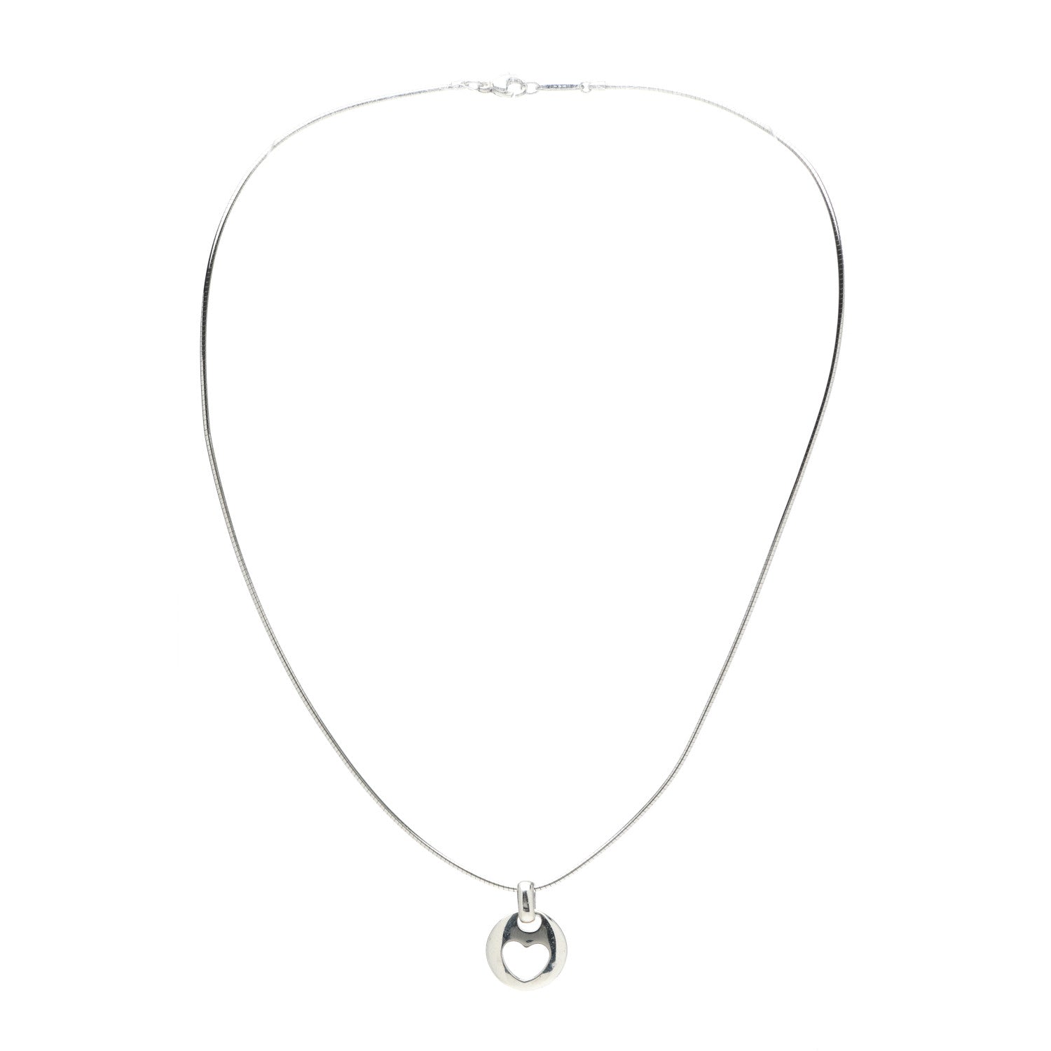 Tiffany Sterling Silver Heart Wire Pendant Necklace 3 of 6