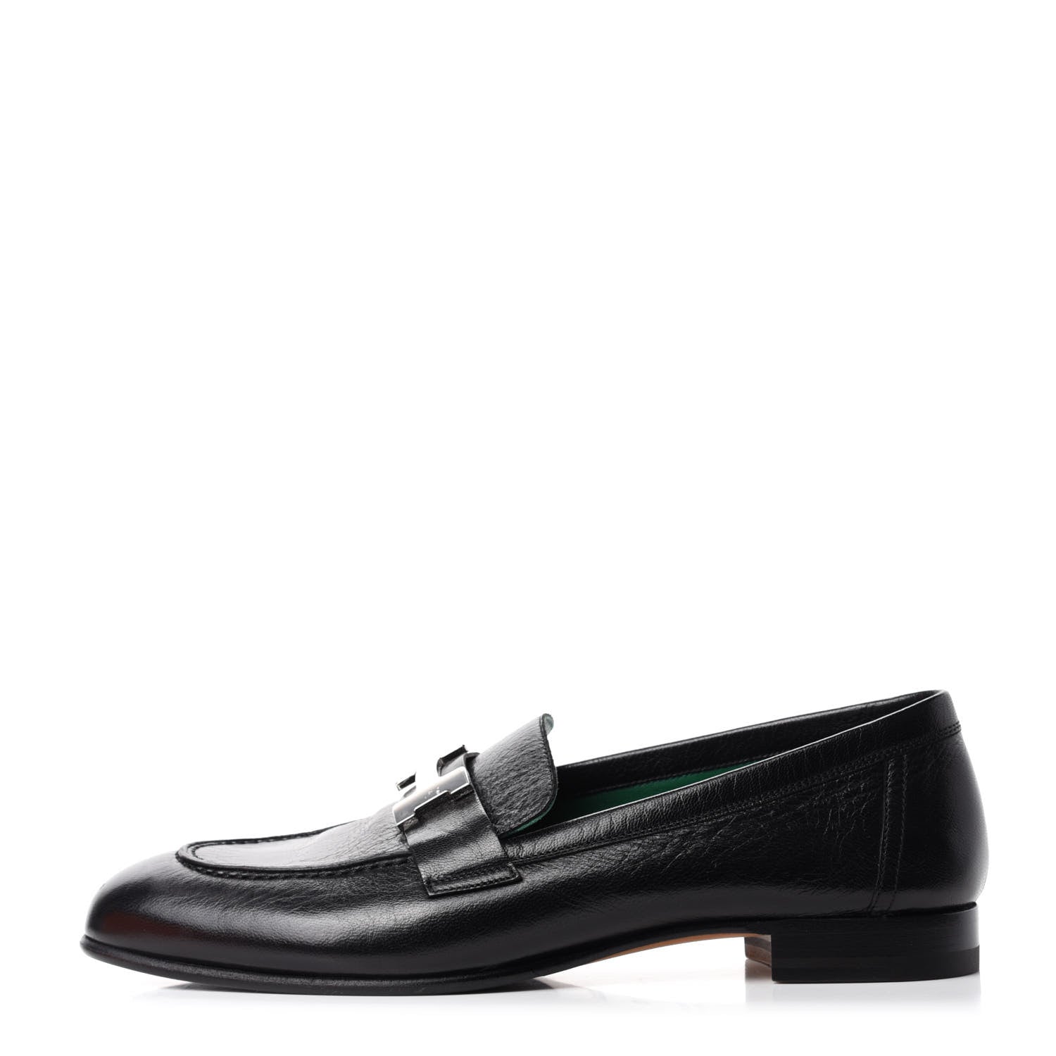 Hermes Goatskin Womens Paris Loafers 37 Black 1 of 8