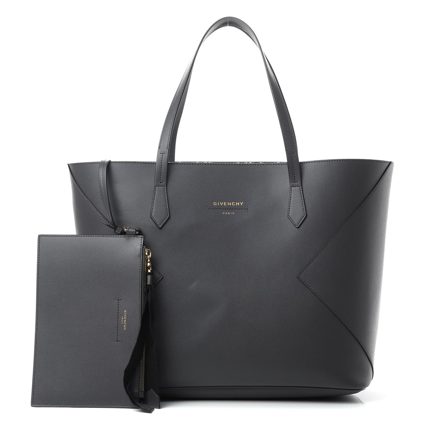 Smooth Calfskin Wing Shopper Tote Grey