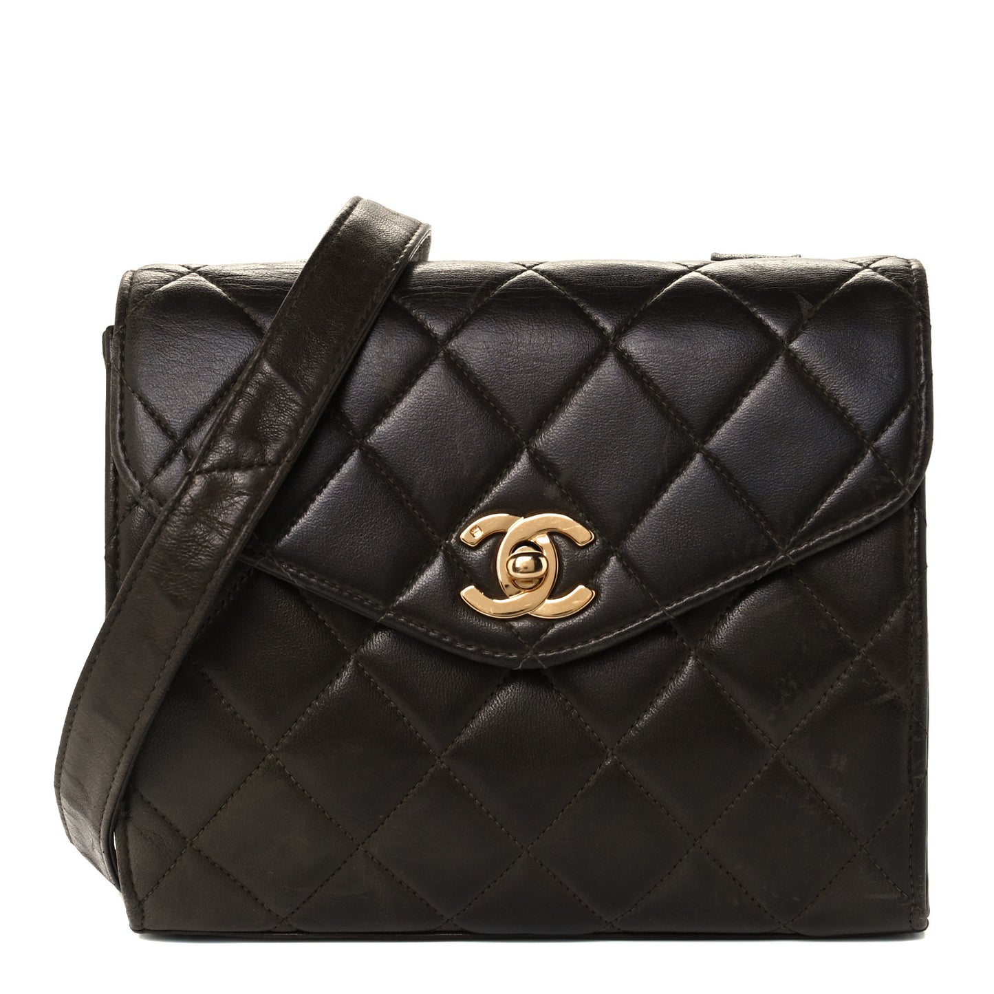 Lambskin Quilted Flap Shoulder Bag Green