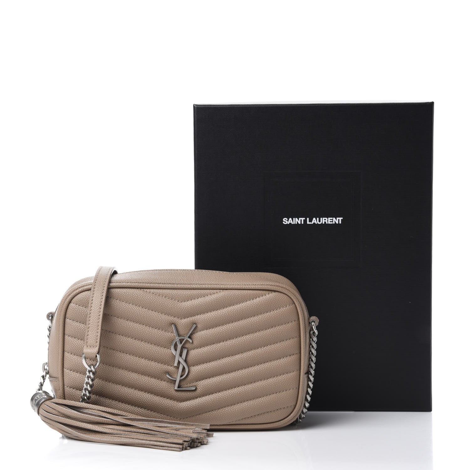 Saint Laurent Grain De Poudre Matelasse Monogram Mini Lou Camera Bag Dark Beige 11 of 11