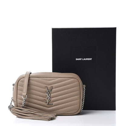 Saint Laurent Grain De Poudre Matelasse Monogram Mini Lou Camera Bag Dark Beige 11 of 11