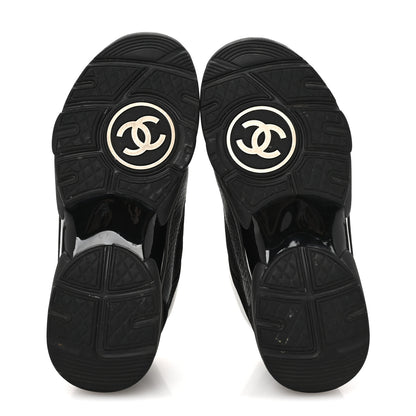 Chanel Mesh Suede Grained Calfskin Womens CC Sneakers 36 Black White 6 of 10
