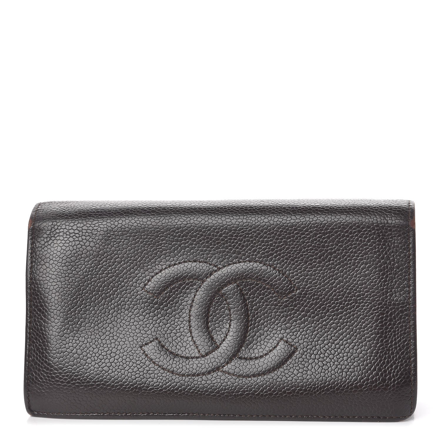 Chanel Caviar Timeless CC Yen Wallet Dark Brown 1 of 11