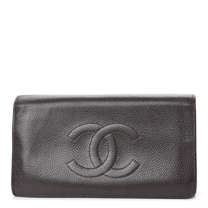 Chanel Caviar Timeless CC Yen Wallet Dark Brown 1 of 11