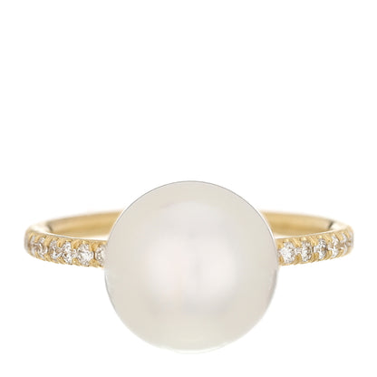 Irene Neuwirth 18K Yellow Gold Diamond South Sea Cultured Pearl 10mm Gumball Ring 54 7 1 of 7