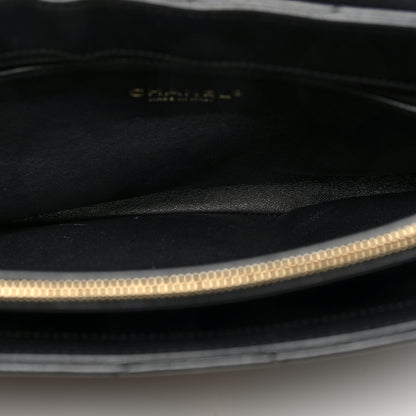 Chanel Lambskin Chevron Quilted Envelope Clutch Black 5 of 10
