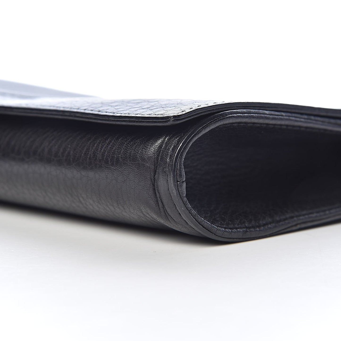 Pebbled Calfskin Medium Soho Clutch Black