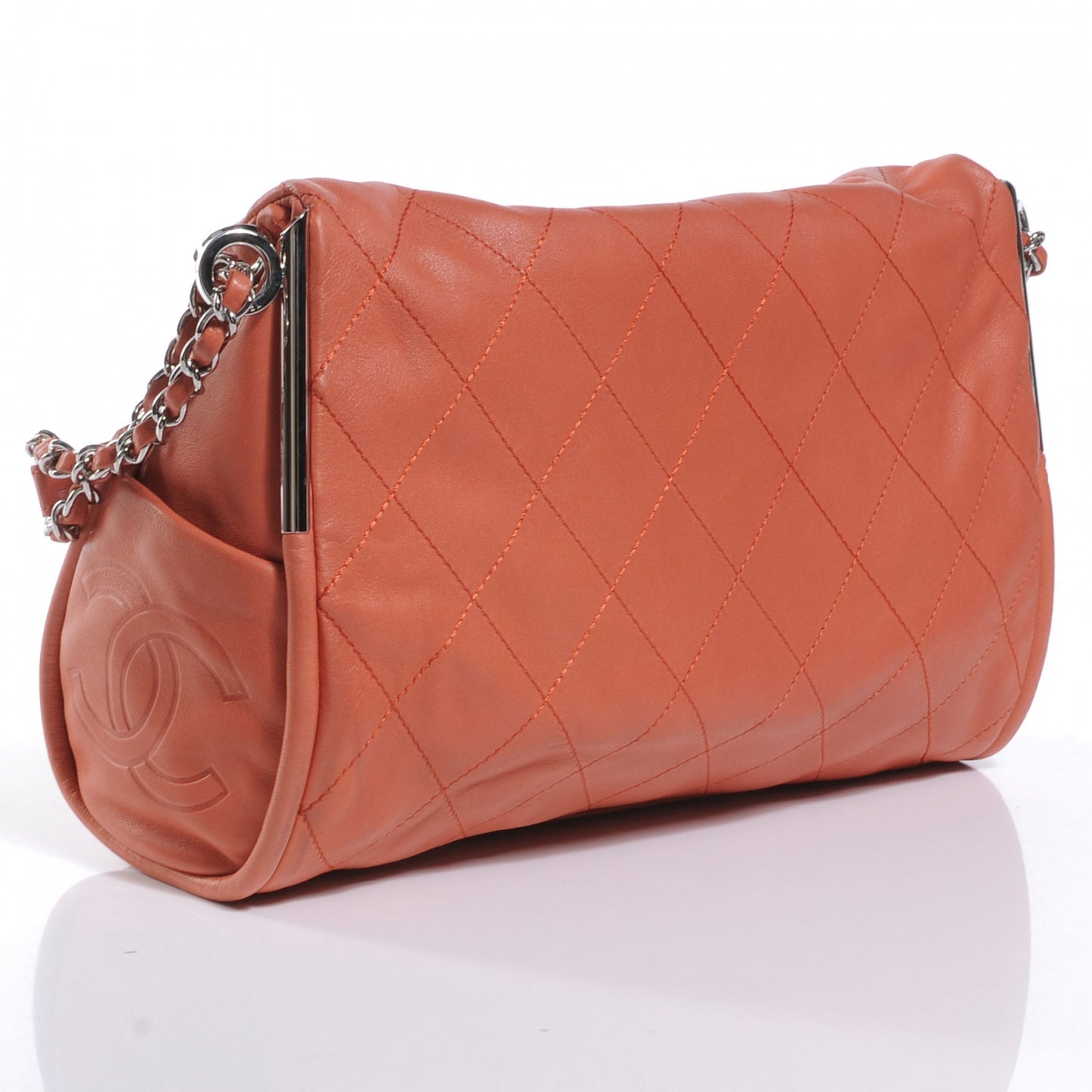 Lambskin Stitched Medium Ultimate Soft Tote Coral