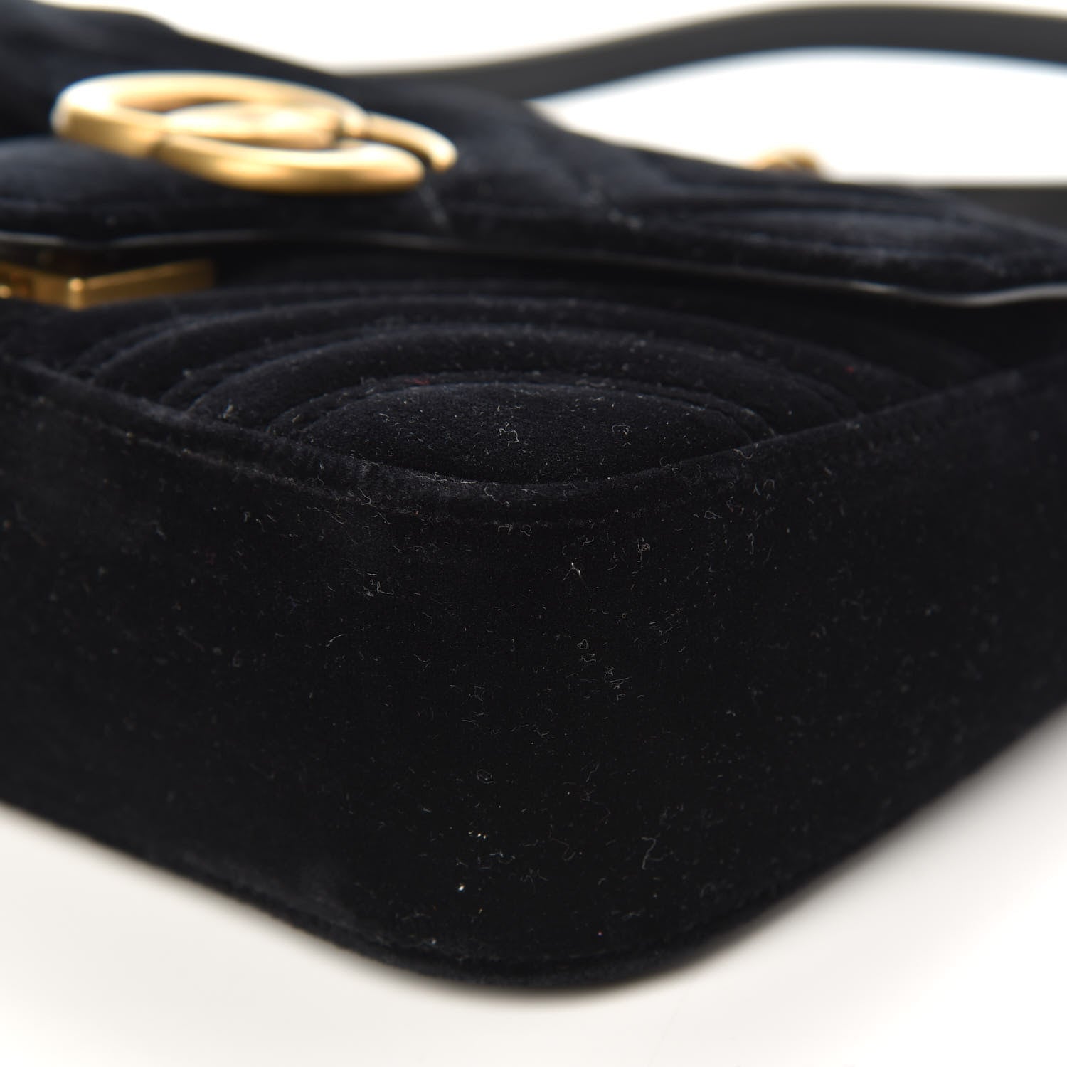 Gucci Velvet Matelasse Mini GG Marmont Shoulder Bag Black 9 of 9