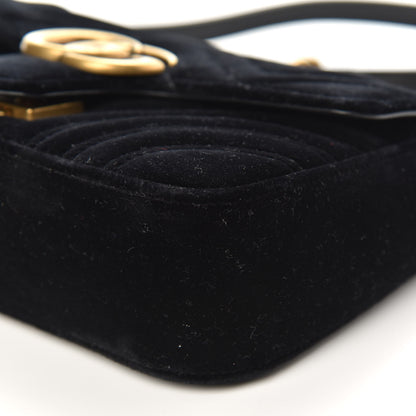 Gucci Velvet Matelasse Mini GG Marmont Shoulder Bag Black 9 of 9