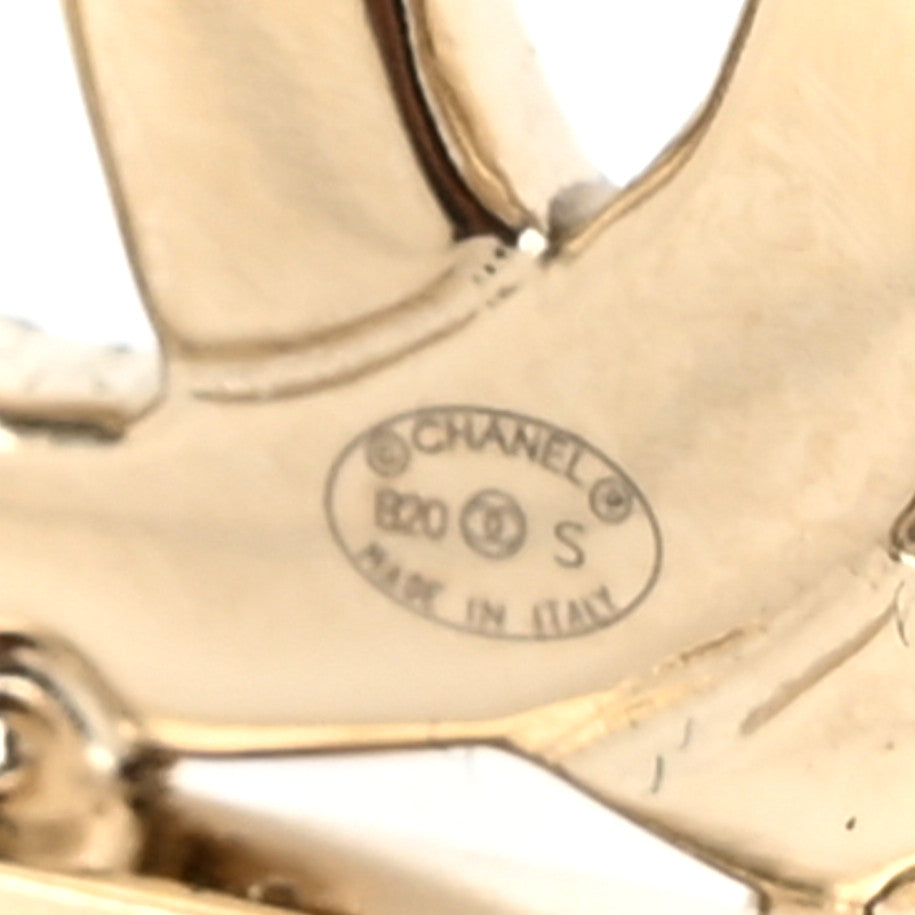 Pearl Crystal CC Square Brooch Gold