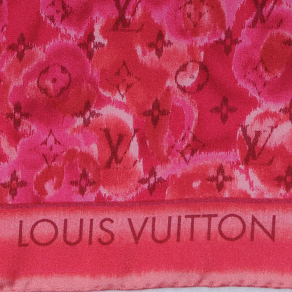 Louis Vuitton Silk Monogram Ikat Summer Square Scarf Rose Indien 1 of 4