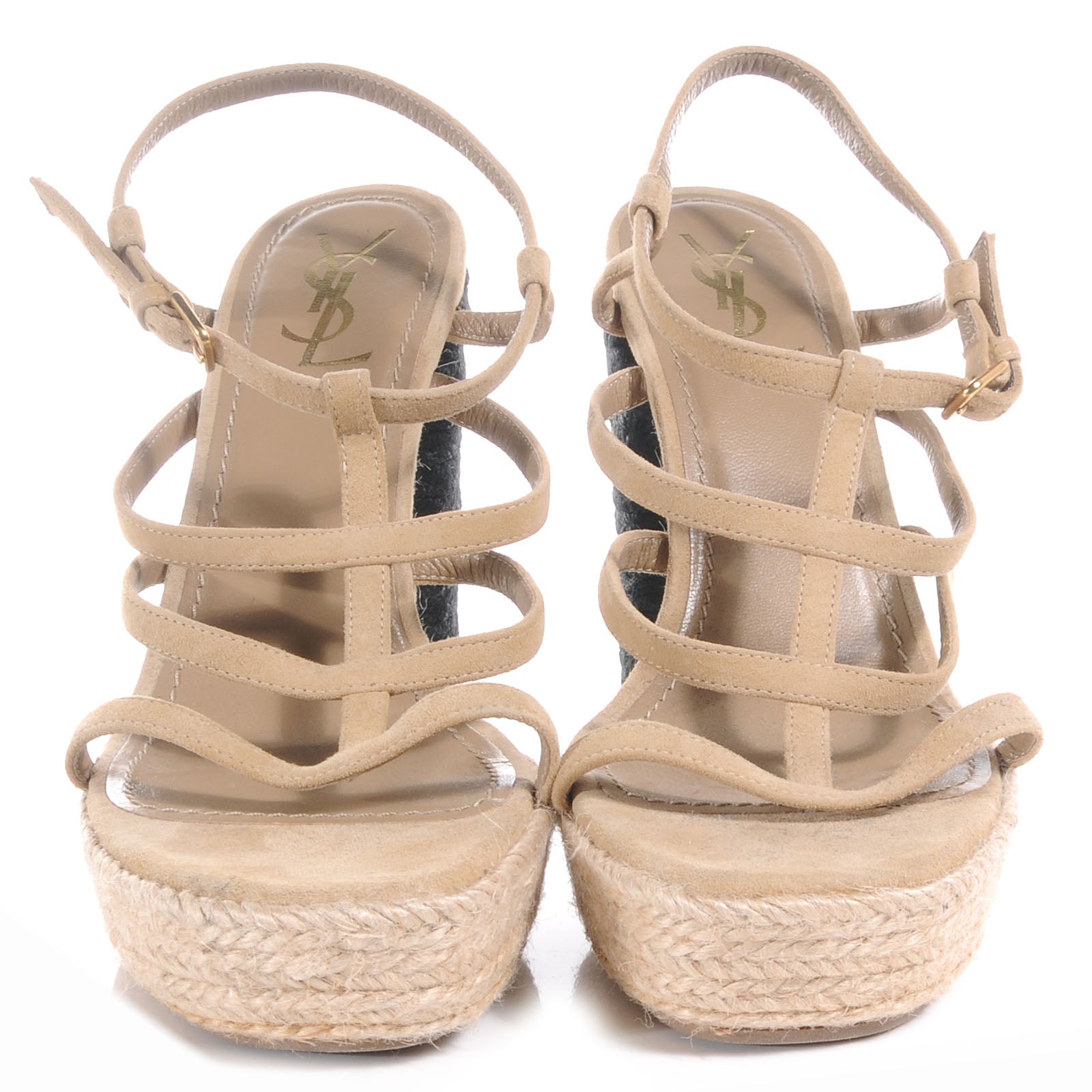 Saint Laurent Gipsy 105 Platform Cage Espadrille Sandals 10 2 of 12