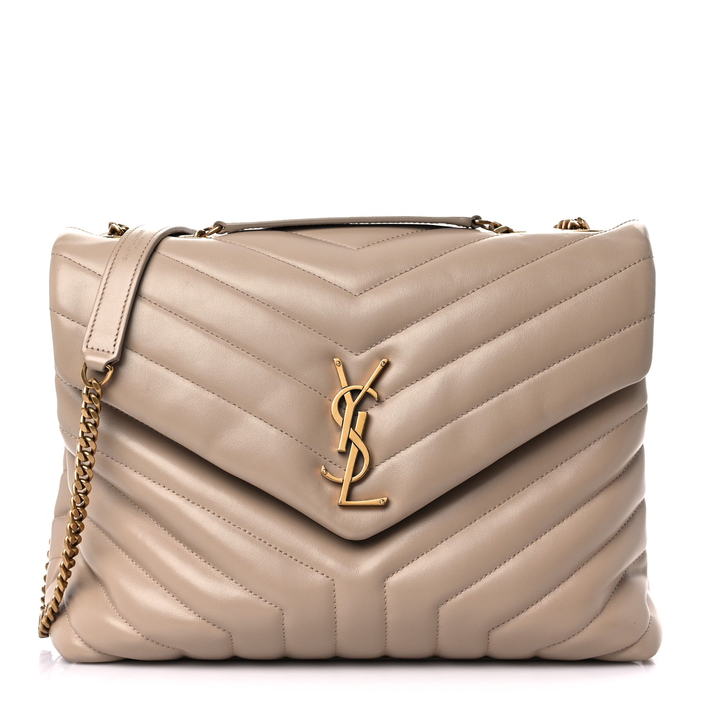 Calfskin Y Quilted Monogram Medium Loulou Chain Satchel Light Natural