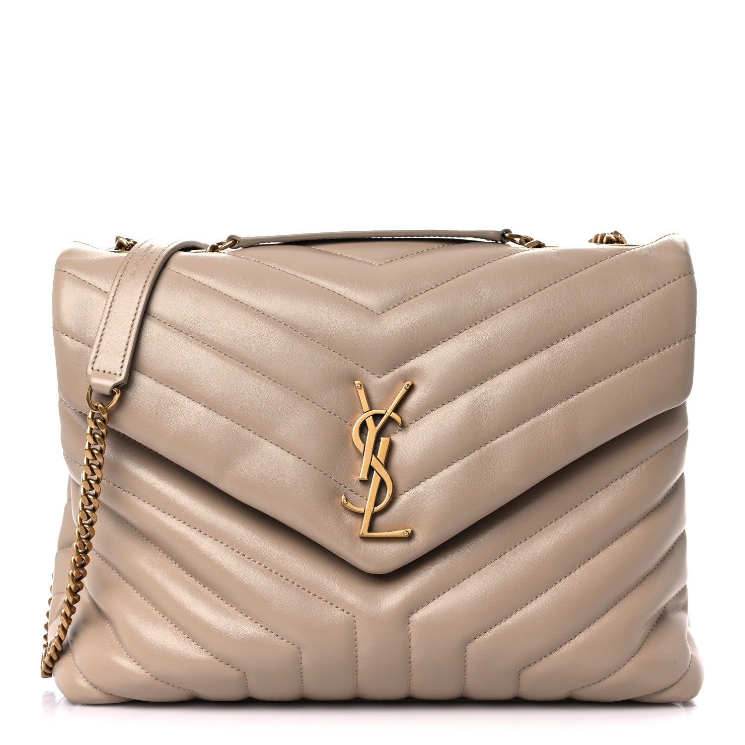 Saint Laurent Calfskin Y Quilted Monogram Medium Loulou Chain Satchel Light Natural 1 of 21