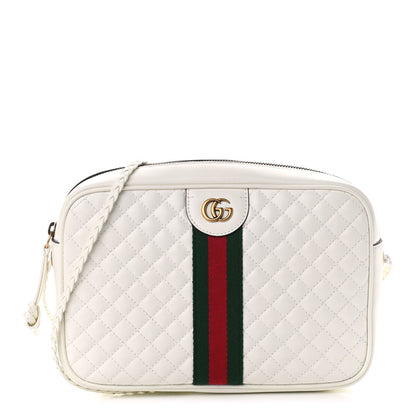 Gucci Laminated Calfskin Quilted Web Small Shoulder Bag White 1 of 9