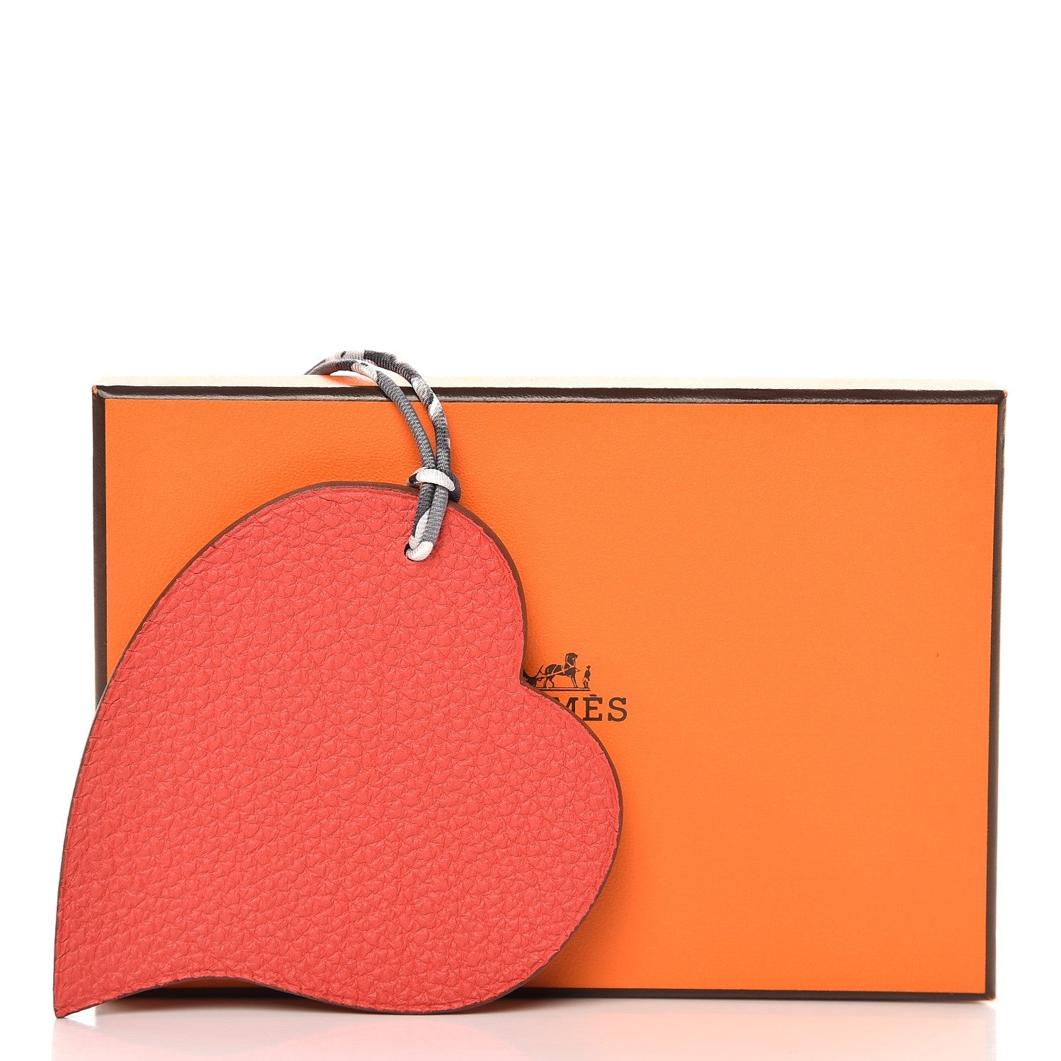 Hermes Togo Epsom Petit H Heart Bag Charm Bougainvillea Mangue 4 of 4