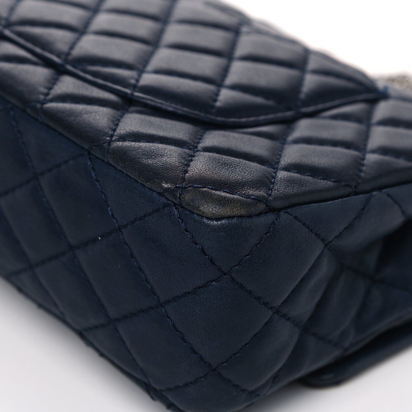 Lambskin Quilted Medium Double Flap Bijoux Chain Navy