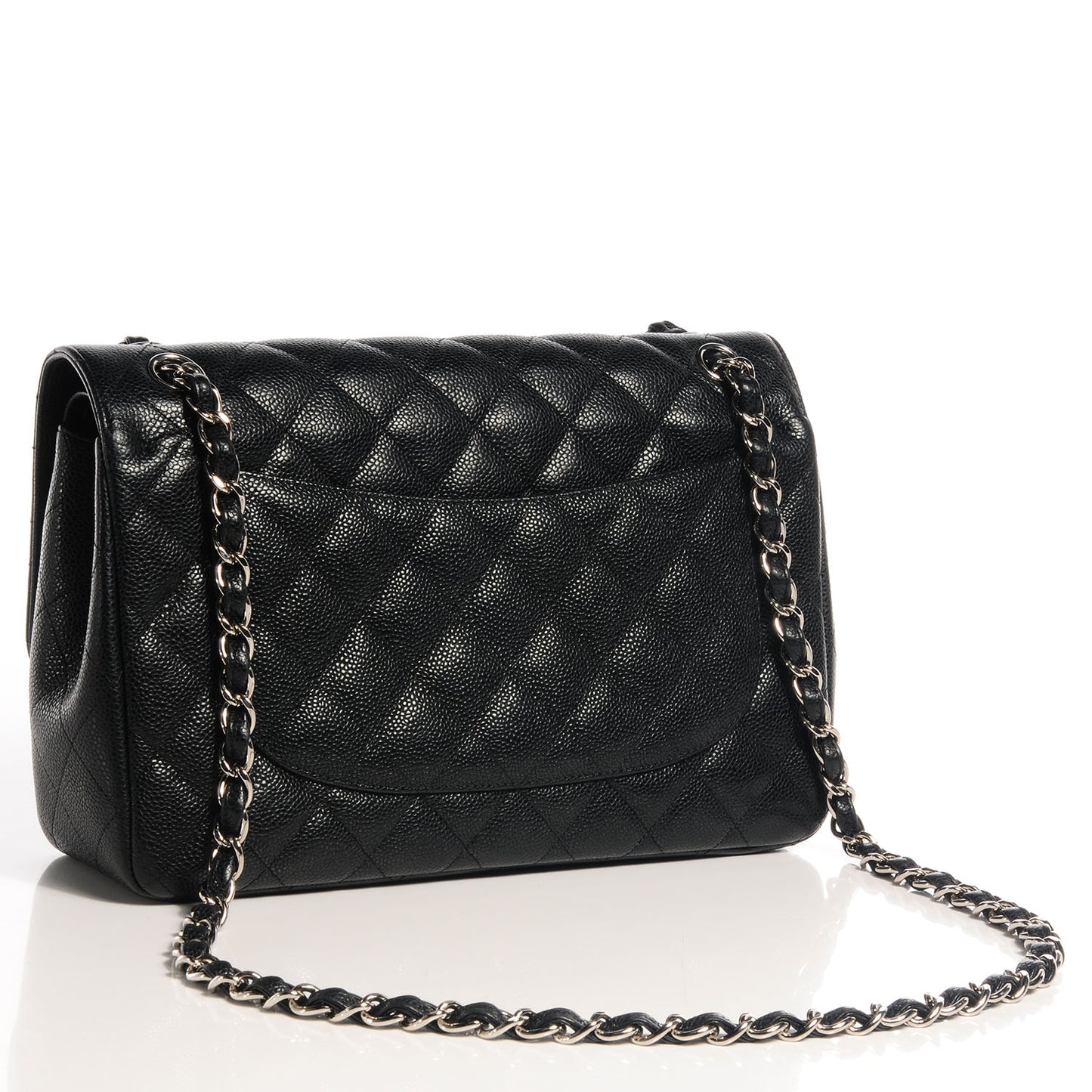 Caviar Quilted Jumbo Double Flap Black