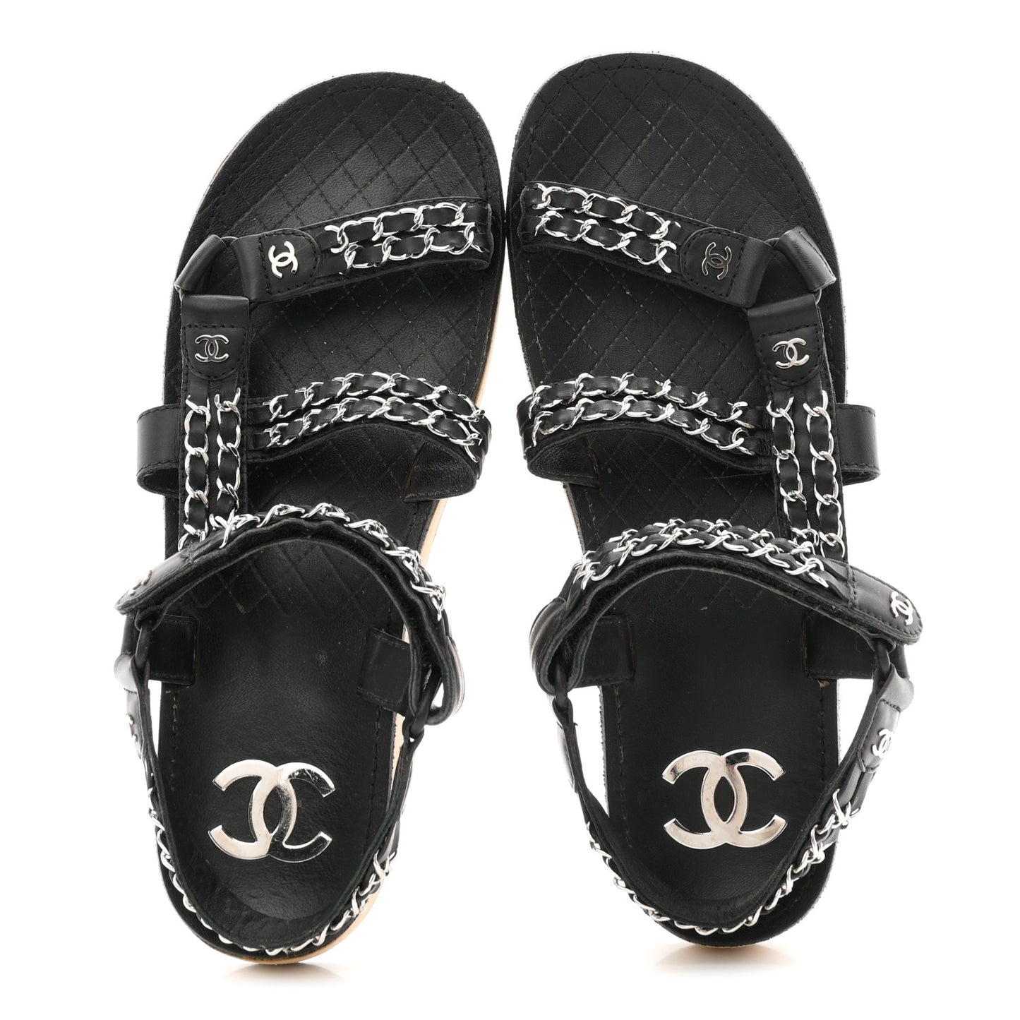 Lambskin Chain Sandals 41 Black