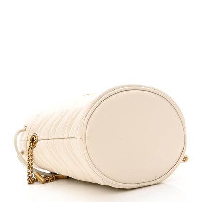 Gucci Calfskin Matelasse Mini GG Marmont 2.0 Bucket Bag White 4 of 9