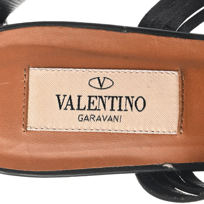 Valentino Garavani Calfskin Embellished Woven Sandals 38.5 Black Turquoise 7 of 10