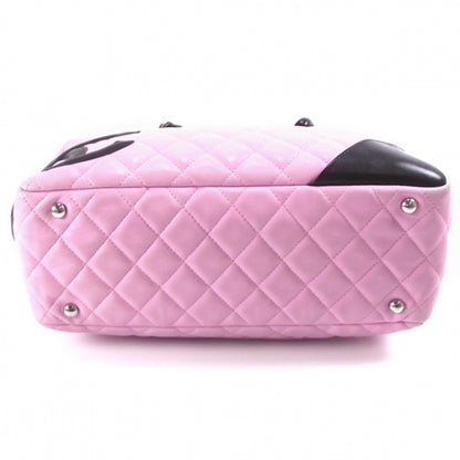 Chanel Calfskin Quilted Large Cambon Bowler Pink Black 4 of 12