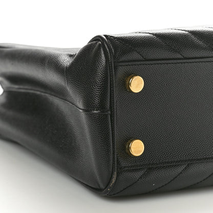 Saint Laurent Grain De Poudre Matelasse Chevron Monogram Shopping Bag Black 9 of 11