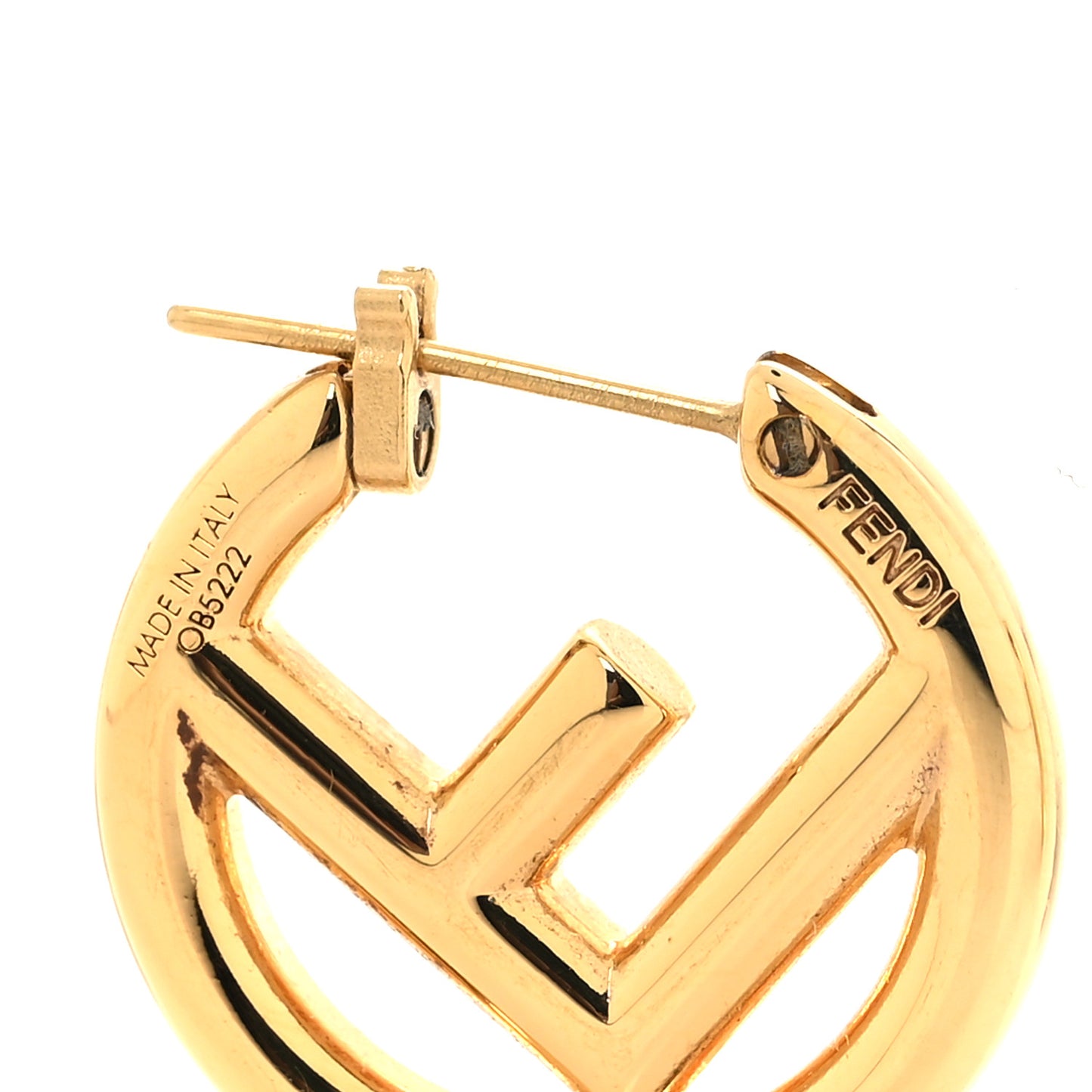 Metal FF Hoop Earrings Gold