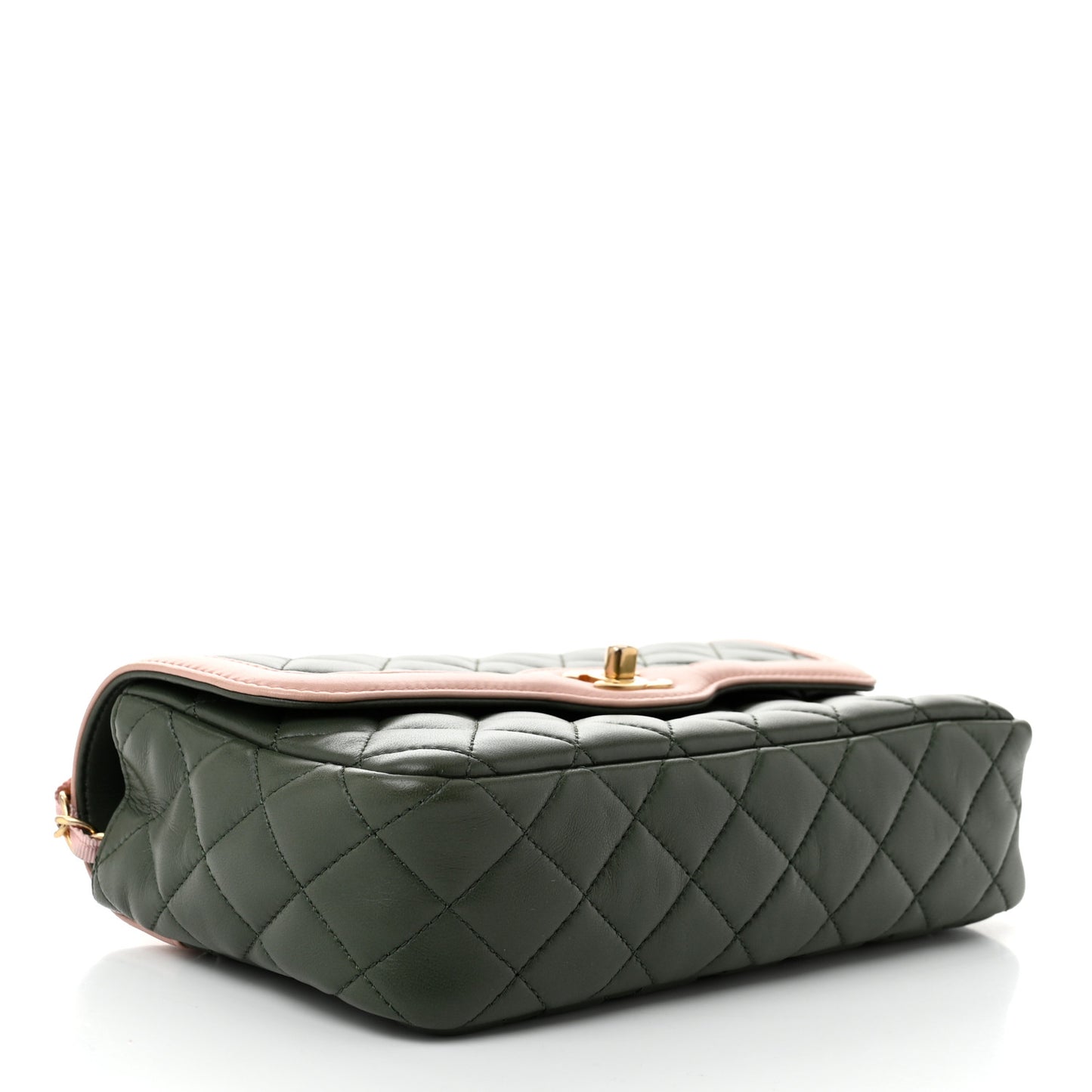Lambskin Quilted Bi-Color Flap Green Pink