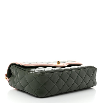 Chanel Lambskin Quilted Bi-Color Flap Green Pink 4 of 10