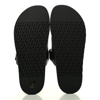 Hermes Calfskin Mens Chypre Sandals 43 Black 5 of 8