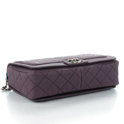 Chanel Washed Caviar Quilted Large Turn Around Ligne Flap Dark Purple 4 of 8