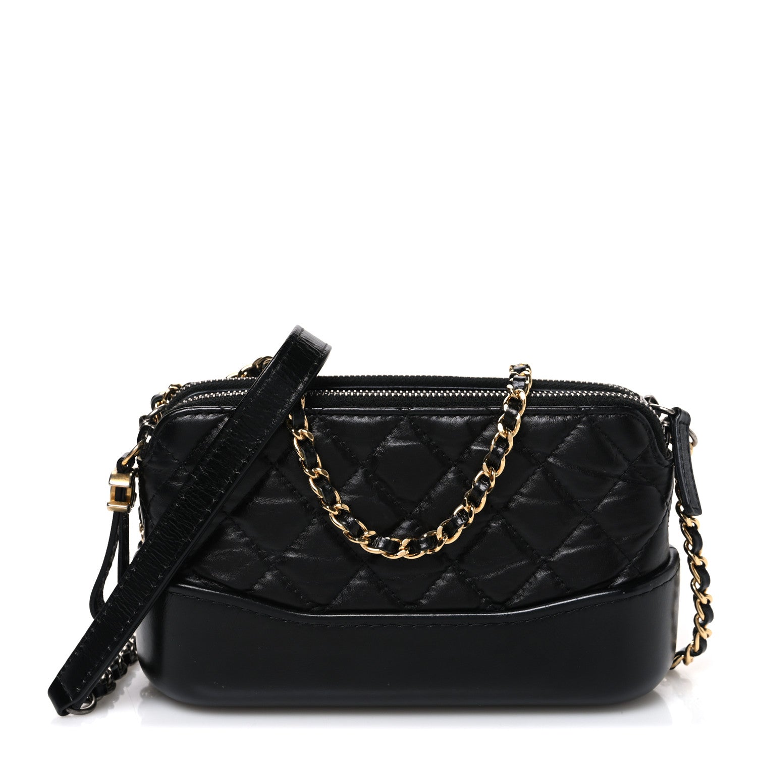 Chanel Aged Calfskin Quilted Small Gabrielle Clutch With Chain Black 1 of 11