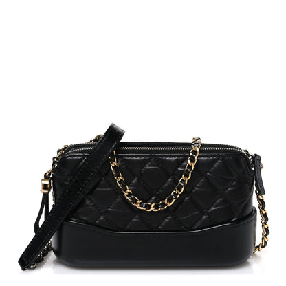 Chanel Aged Calfskin Quilted Small Gabrielle Clutch With Chain Black 1 of 11