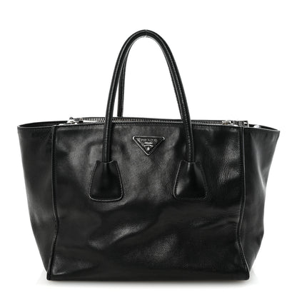 Prada Glace Calf Twin Pocket Tote Black 1 of 9