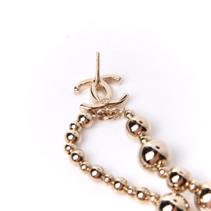 Chanel Metal CC Bead Drop Earrings Gold 4 of 5