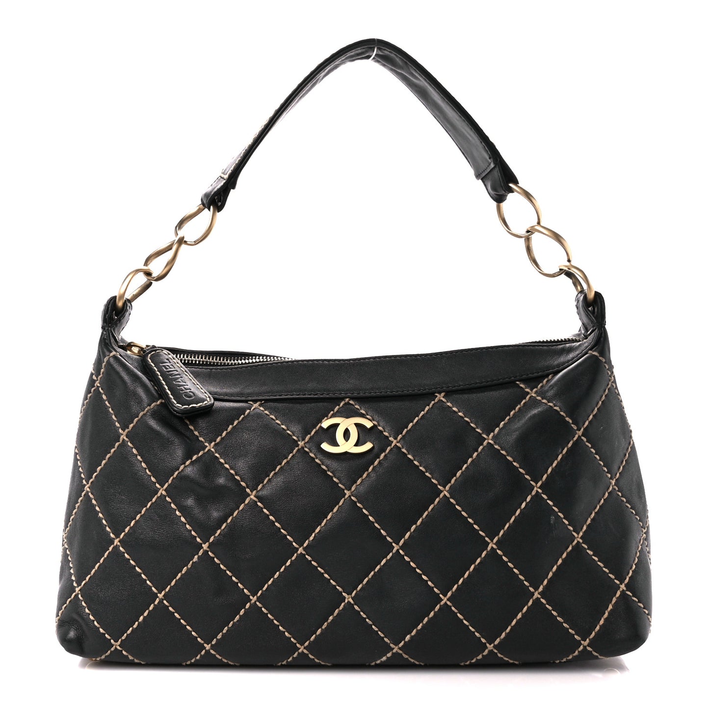 Calfskin Wild Stitch Surpique Hobo Black