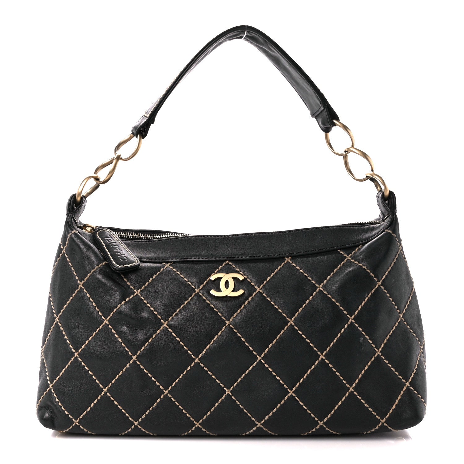 Chanel Calfskin Wild Stitch Surpique Hobo Black 1 of 10