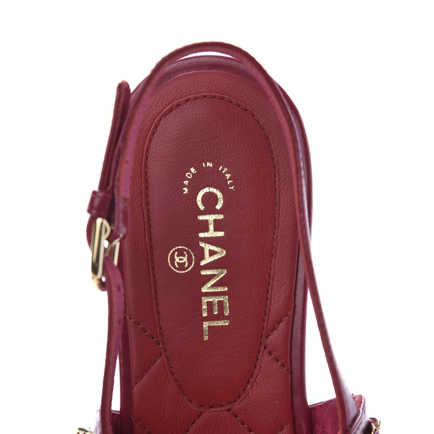 Calfskin Chain CC Sandals 37 Dark Pink