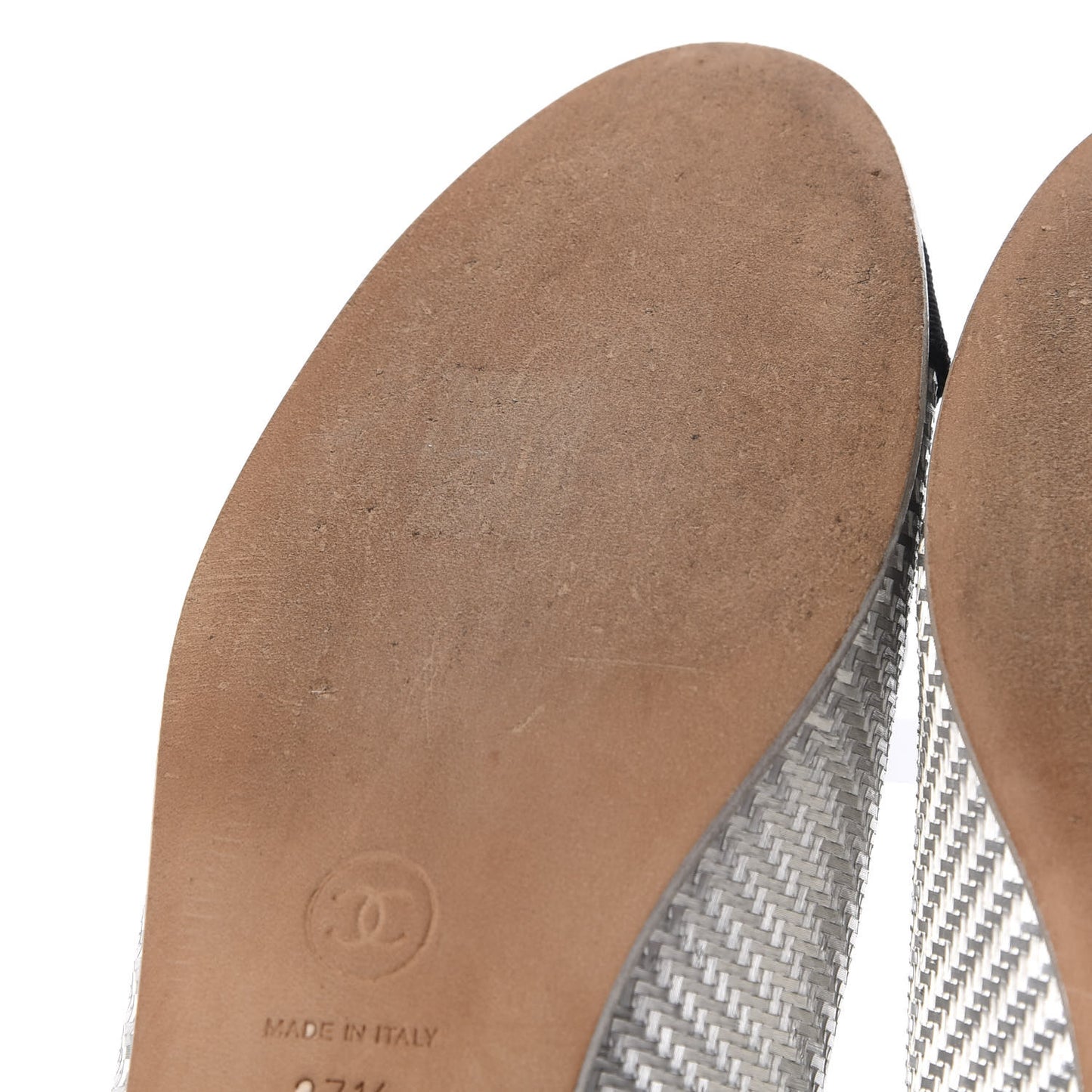 Metallic PVC Grosgrain Cap Toe Ballerina Flats 37.5 Silver Black