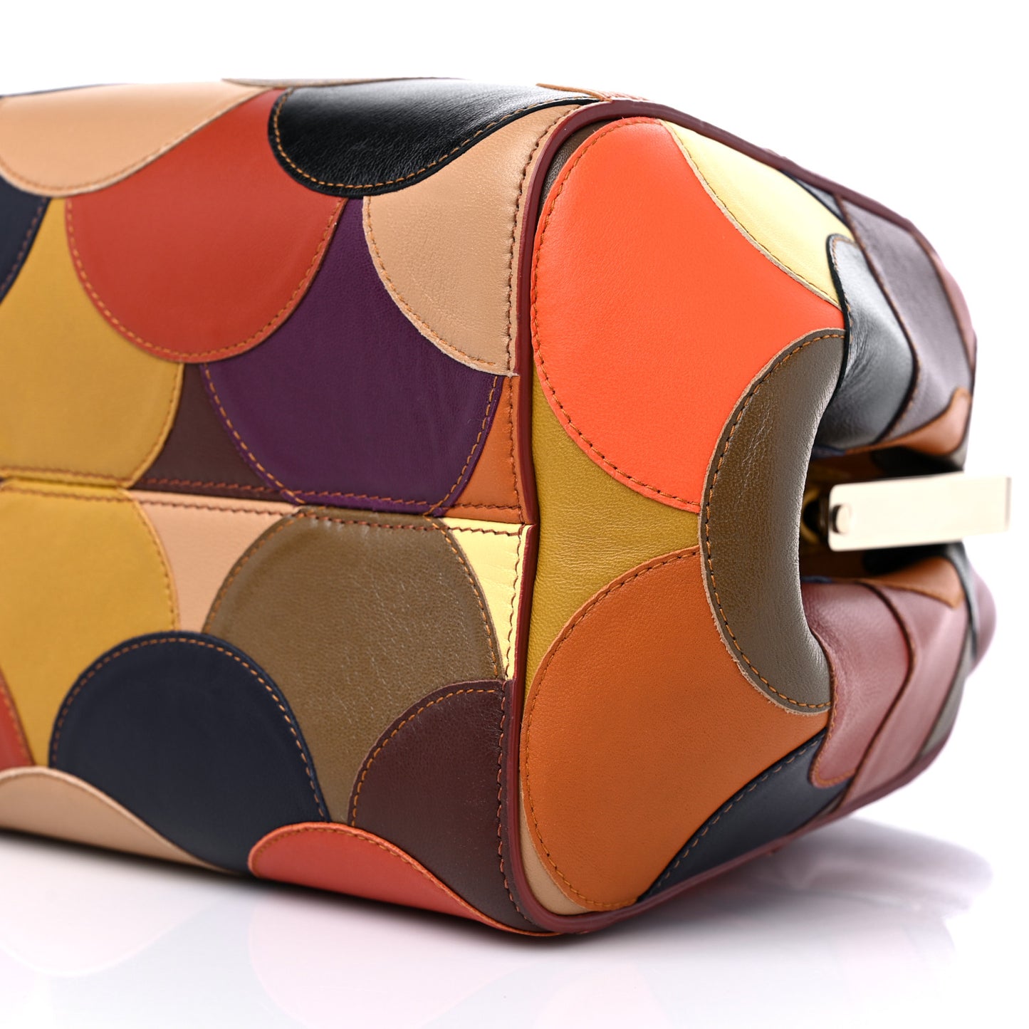 Shiny Calfskin Scalloped Patchwork Medium Joyce Multicolor