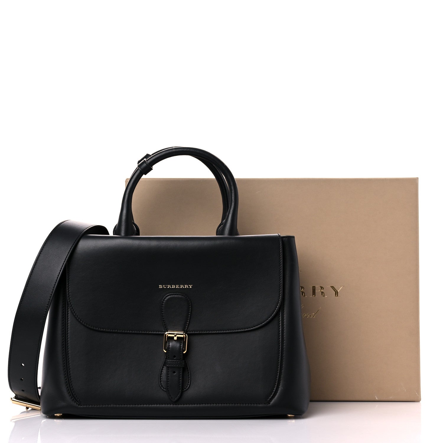 Burberry Smooth Bonded Calfskin Large Saddle Tote Black 13 of 13
