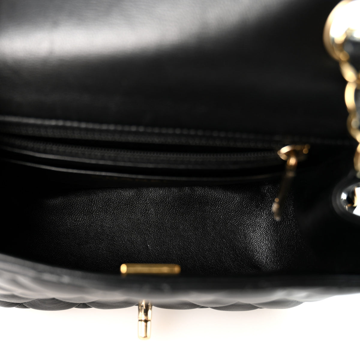 Lambskin Quilted Mini Square Flap Black