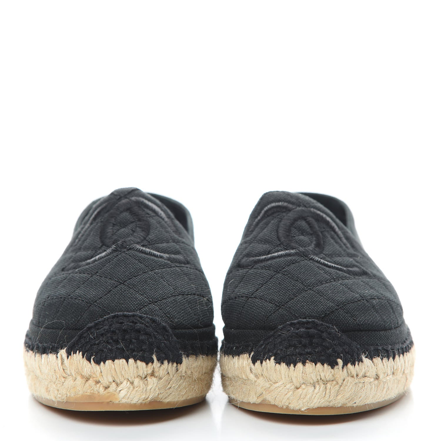 Chanel Canvas Quilted CC Espadrilles 37 Black 2 of 12