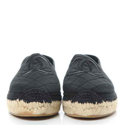 Chanel Canvas Quilted CC Espadrilles 37 Black 2 of 12