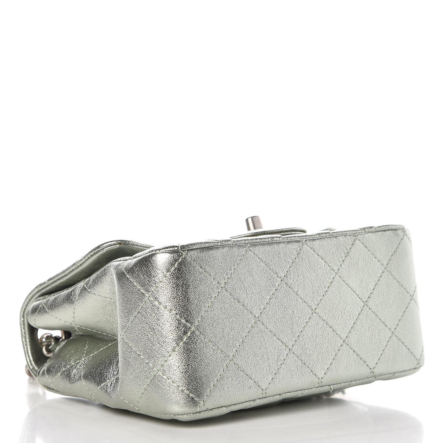 Chanel Metallic Lambskin Quilted Mini Square Flap Green 4 of 8