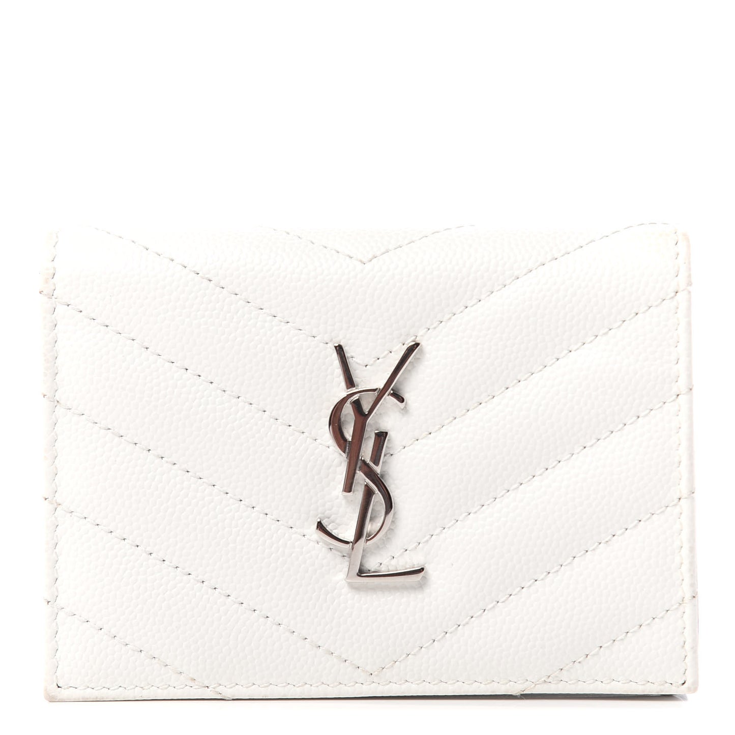 Grain De Poudre Matelasse Chevron Monogram Card Case Blanc Optique