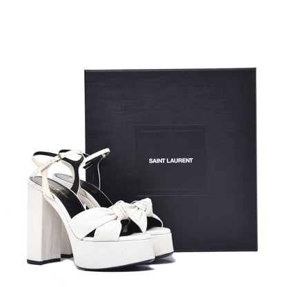 Saint Laurent Canvas Bianca 125 Platform Sandals 38 Cream 10 of 10